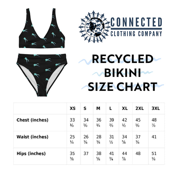 Scuba Diver Recycled Bikini Size Chart - 2 piece high waisted bottom bikini - sweetsherriloudesigns - Ethically and Sustainably Made Apparel - 10% of profits donated to ocean conservation 
