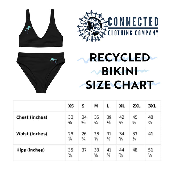 Scuba Diver Recycled Bikini Size Chart - 2 piece high waisted bottom bikini - sweetsherriloudesigns - Ethically and Sustainably Made Apparel - 10% of profits donated to ocean conservation